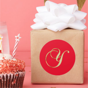 Y monogram goud ronde sticker