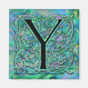 Y Monogramme "Besque jardin vert" Magnet Carré