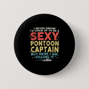 Y Ponton Kapitein Varende Vakantie Meer Leven Boot Ronde Button 5,7 Cm