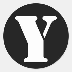 Y Stencil Alfabet van Janz Black Ronde Sticker