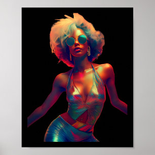 Y Vrouw Dans In Nachtclub 70s 80s Disco Retro Ar Poster