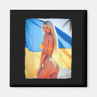 Y Woman On T Shirt - Blonde Bikini Be And Ukraine  Magneet
