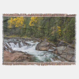 Yaak-waterval in de herfst in het Kootenai Nationa Deken