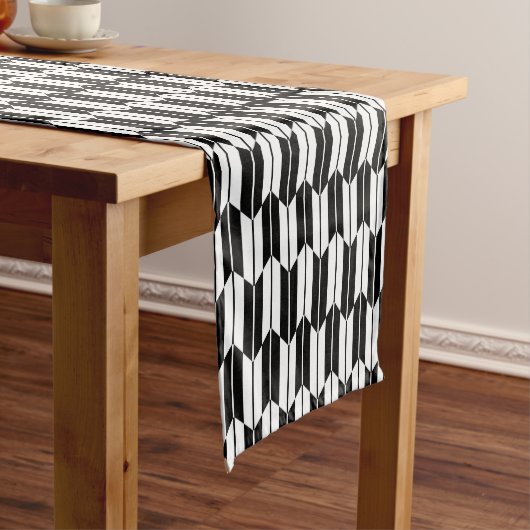Yabane Black en White Geometric Pattern Medium Tafelloper (Voorbeeld)