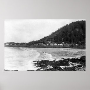 Yachats, oregon Town Uitzicht en Ocean Photography Poster