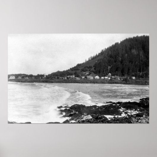 Yachats, oregon Town Uitzicht en Ocean Photography Poster (Voorkant)