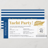 Yacht Boat Cruise Birthday Ticket Invitation (Voorkant / Achterkant)