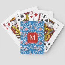 Yacht Club Royal Blue Monogram Speelkaarten