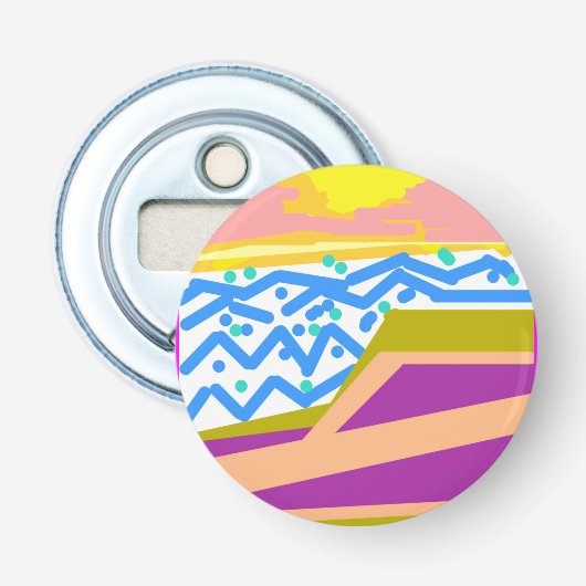 Yacht op roze button flesopener (Voorkant)