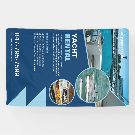 Yacht Rental Custom bewerkbaar Spandoek (Horizontaal)