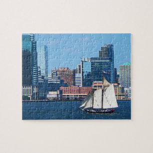 Yacht Tegen Manhattan Skyline Legpuzzel