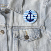 yachting striped navy anchor ronde button 5,7 cm (In situ)