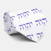 Yahweh (in het Hebreeuws) Blue Lettering Necktie Stropdas (Opgerold)
