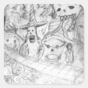 Yaie Monster Manga Anime Vierkante Sticker