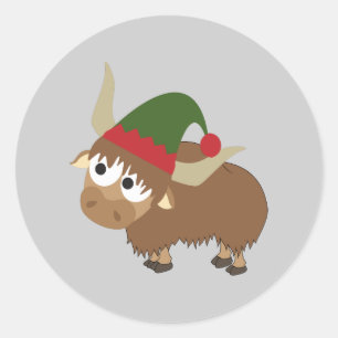 Yak Kerstmis Elf Ronde Sticker