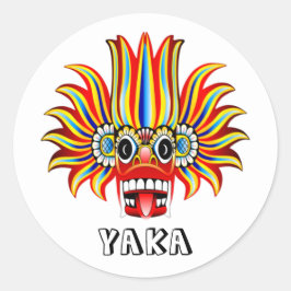Yaka (Sri Lankaanse duivel) ontwerp T-Shirt Classi Ronde Sticker