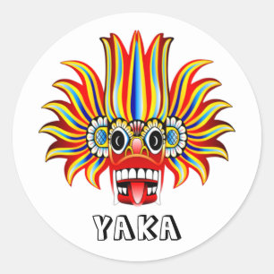 Yaka (Sri Lankaanse duivel) ontwerp T-Shirt Classi Ronde Sticker