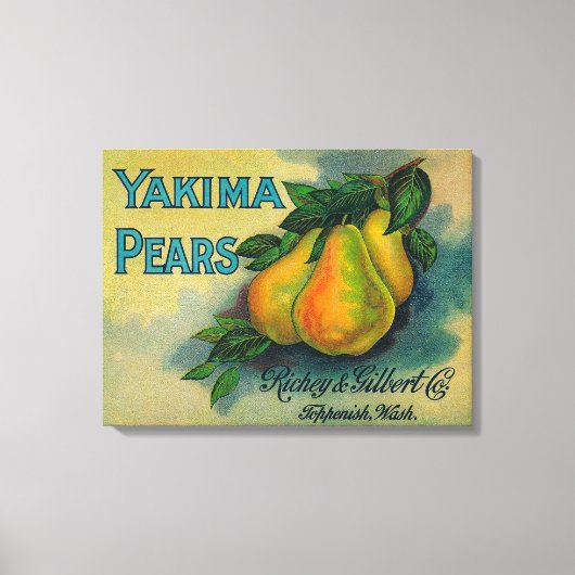 Yakima Pears Crate LabelToppenish, WA Canvas Afdruk (Voorkant)
