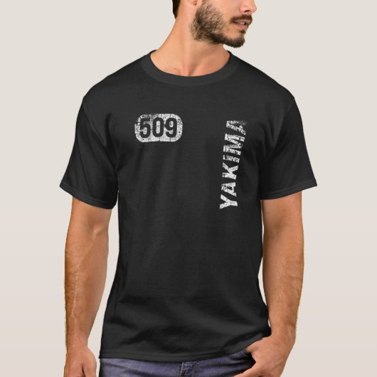 Yakima Washington 509 Area Code Retro T-shirt (Voorkant)