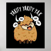 Yakity Yak Funny Animal Pun Dark BG Poster (Voorkant)