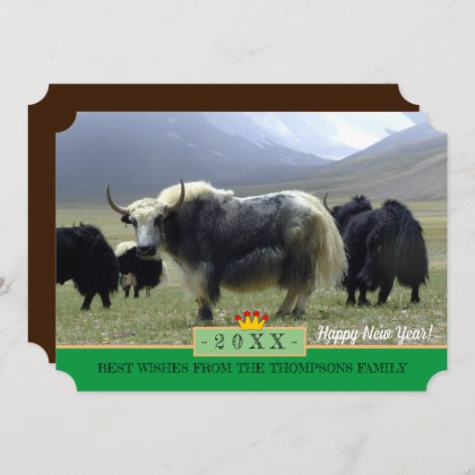 Yaks et bonne année ! Carte /Himalayas, Tibet (Devant / Derrière)