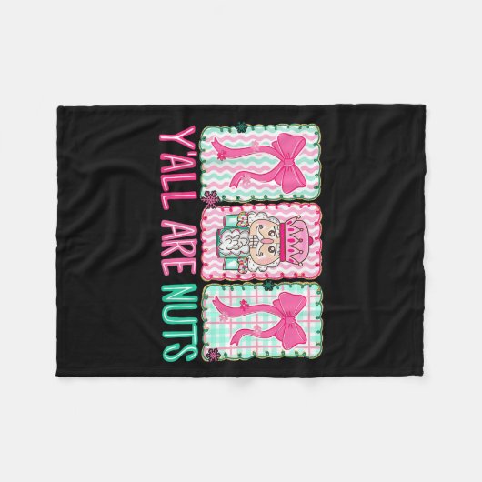 Y'all Are Nuts Nutcracker Merry Christmas Funny Xm Fleece Deken (Voorkant (Horizontaal))