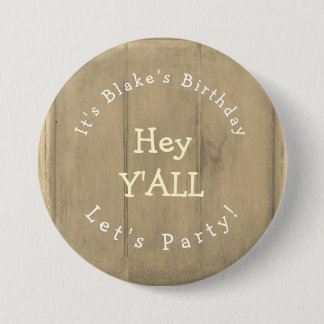 YALL Rustic Wood Birthday Party Ronde Button 7,6 Cm