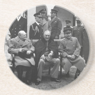 Yalta Conference Roosevelt Stalin Churchill 1945 Zandsteen Onderzetter