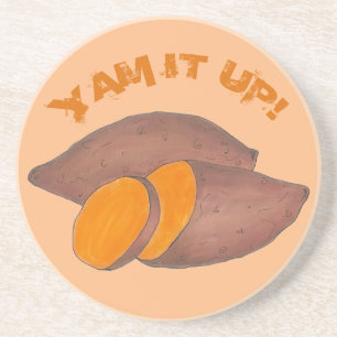Yam it Up Funny Oranje Sweet Potato Funny Foodie Zandsteen Onderzetter