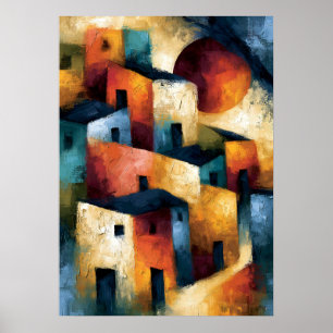 Yama no Mura Japans geometrisch bergdorp Poster