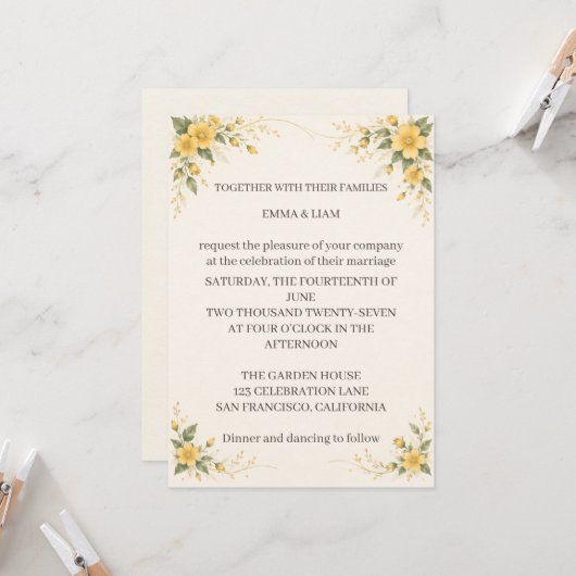 Yamabuki Wedding Invitation (Devant/Arrière en situation)