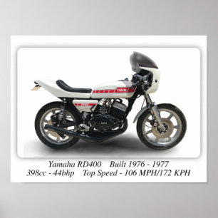 Yamaha RD400-motorfiets - A3 Afdrukformaat Poster
