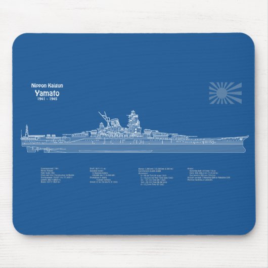 Yamato - Schip Blauwdruk Plannen ABD Muismat (Voorkant)