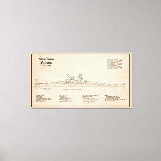 Yamato - Schip Blauwdruk Plannen SD Canvas Afdruk (Voorkant)