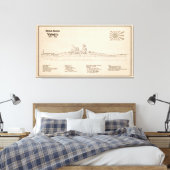 Yamato - Schip Blauwdruk Plannen SD Canvas Afdruk (Insitu (Slaapkamer))