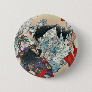 Yamato Takeru no Mikot by Taiso, Yoshitoshi Ukiyoe Ronde Button 5,7 Cm