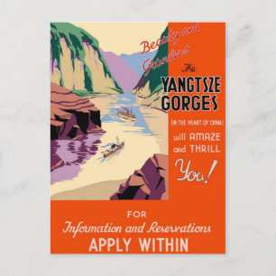 Yangtsze Yangtze Gorges China Vintage Travel Art Briefkaart