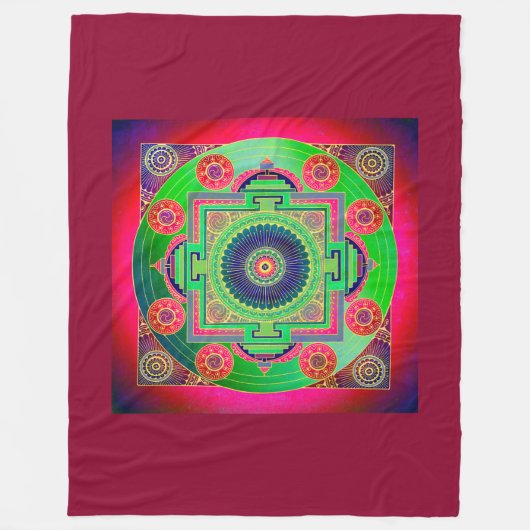 YANTRA - het grote wiel - groen roze Fleece Deken (Voorkant)