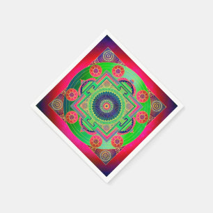 YANTRA - het grote wiel - groen roze Servet