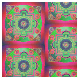 YANTRA - het grote wiel - groen roze Stof