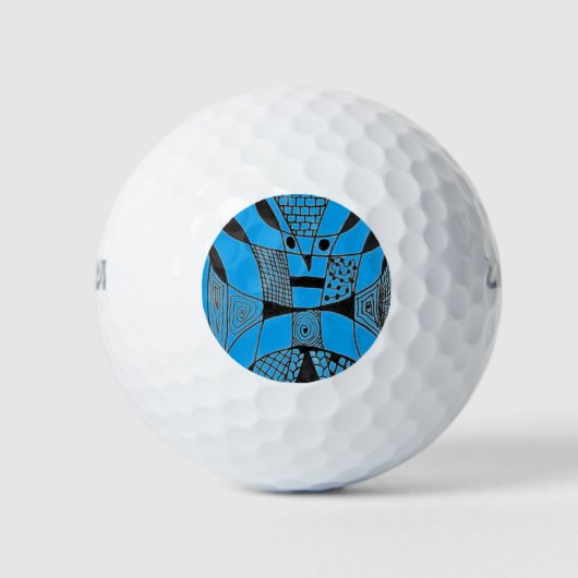 "Yappy Dog Blue" Abstract Wilson Golf Balls Golfballen (Voorkant)
