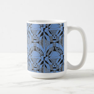 "Yappy Dog on Blue Tiled" Abstrait Design Mug