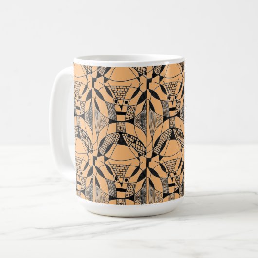 "Yappy Dog on Orange Tiled" Abstrait Design Mug (Devant gauche)