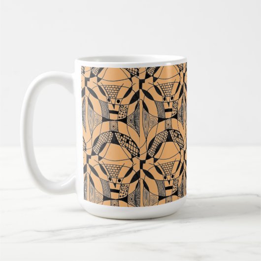 "Yappy Dog on Orange Tiled" Abstrait Design Mug (Gauche)