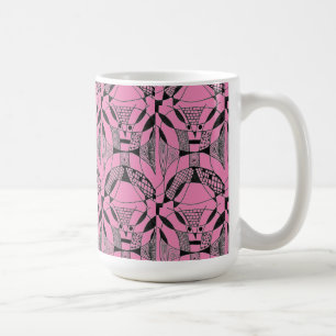 "Yappy Dog on Pink Tiled" Abstract Design Mok