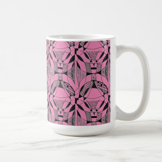 "Yappy Dog on Pink Tiled" Abstrait Design Mug (Droite)