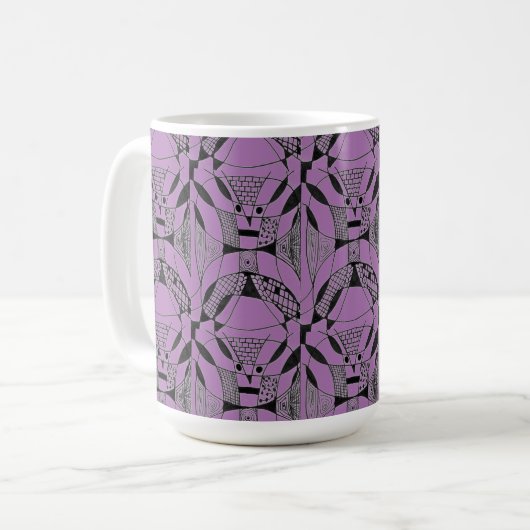 "Yappy Dog on Purple Tiled" Résumé Conception Mug (Devant gauche)