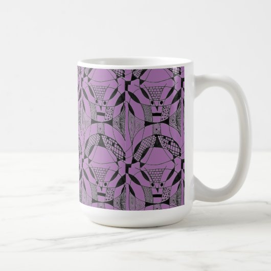 "Yappy Dog on Purple Tiled" Résumé Conception Mug (Droite)