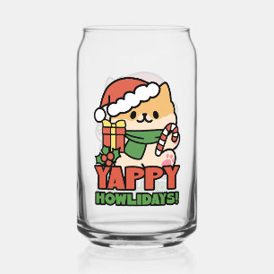 Yappy Howholidays - Schattigee Cartoon voor kersth Blikvorm Glas