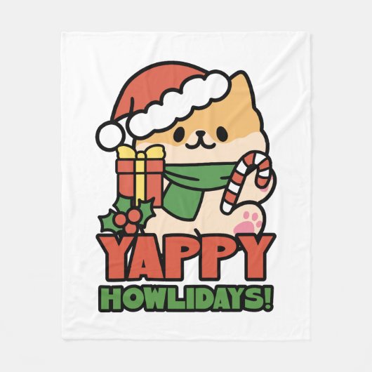 Yappy Howholidays - Schattigee Cartoon voor kersth Fleece Deken (Voorkant)
